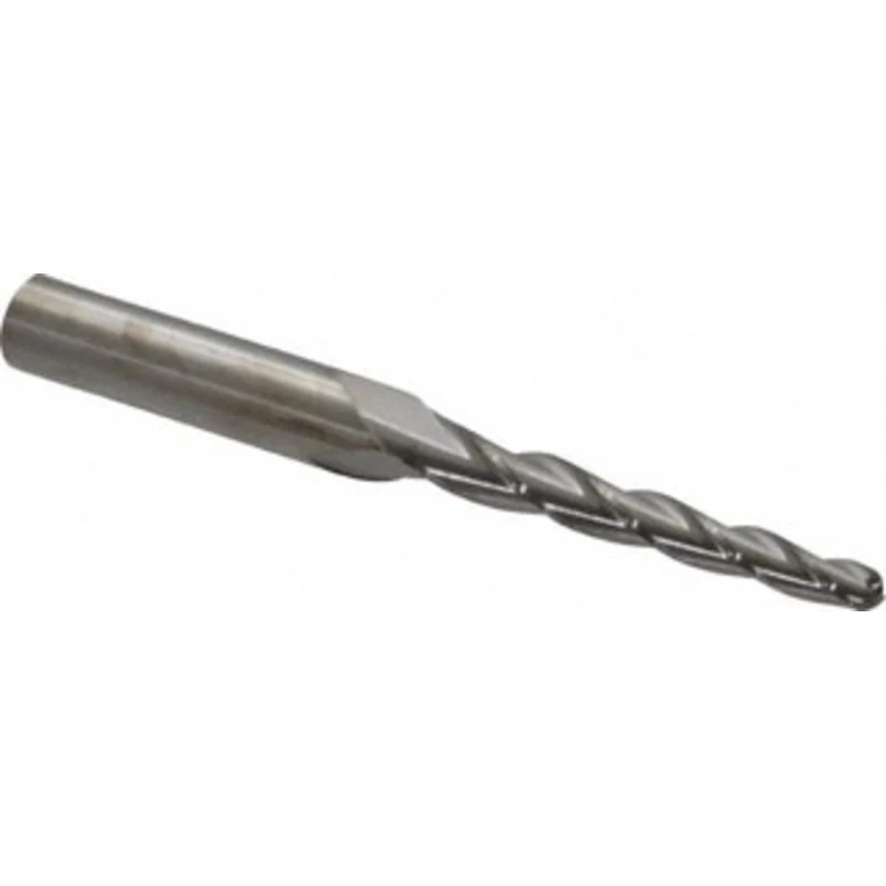 Accupro 1.5 per Side 3/16 Small End Diam 1-3/4 LOC 3-Flute Solid Carbide Tapered Ball End Mill Uncoated, 3/8 Shank Di...